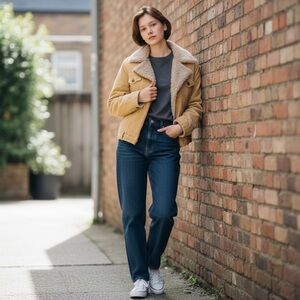 MP|D Corduroy Faux Fur Barn Coat Medium Statement Jacket